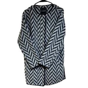 Talbots Wool Blend Long Coat Jacket Black Gray Career Office Professional size S